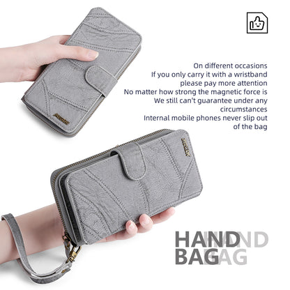 MEGSHI 004 Series Scratch Resistant Magnetic Detachable Stand Design Zipper Pocket Shockproof PU Leather TPU Wallet Cover for iPhone 13 Pro Max 6.7 inch