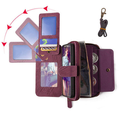 MEGSHI 004 Series Scratch Resistant Magnetic Detachable Stand Design Zipper Pocket Shockproof PU Leather TPU Wallet Cover for iPhone 13 Pro Max 6.7 inch