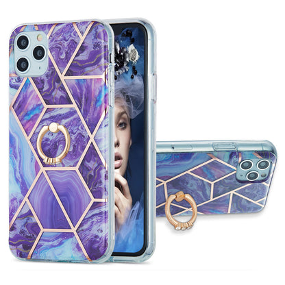 2.0mm TPU Phone Kickstand Cover IMD Electroplating IML Marble Pattern Snap-on Design Case for iPhone 11 Pro 5.8 inch