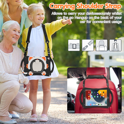 Shockproof Silicone Hard PC Hybrid Rotary Kickstand Protective Cover with Shoulder Strap for iPad Pro 10.5-inch (2017) / iPad Air 10.5 inch (2019) / iPad 10.2 (2019)/(2020)/(2021)