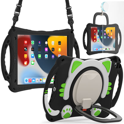 Shockproof Silicone Hard PC Hybrid Rotary Kickstand Protective Cover with Shoulder Strap for iPad Pro 10.5-inch (2017) / iPad Air 10.5 inch (2019) / iPad 10.2 (2019)/(2020)/(2021)