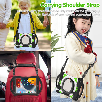 Shockproof Silicone Hard PC Hybrid Rotary Kickstand Protective Cover with Shoulder Strap for iPad Pro 10.5-inch (2017) / iPad Air 10.5 inch (2019) / iPad 10.2 (2019)/(2020)/(2021)