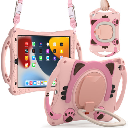 Shockproof Silicone Hard PC Hybrid Rotary Kickstand Protective Cover with Shoulder Strap for iPad Pro 10.5-inch (2017) / iPad Air 10.5 inch (2019) / iPad 10.2 (2019)/(2020)/(2021)