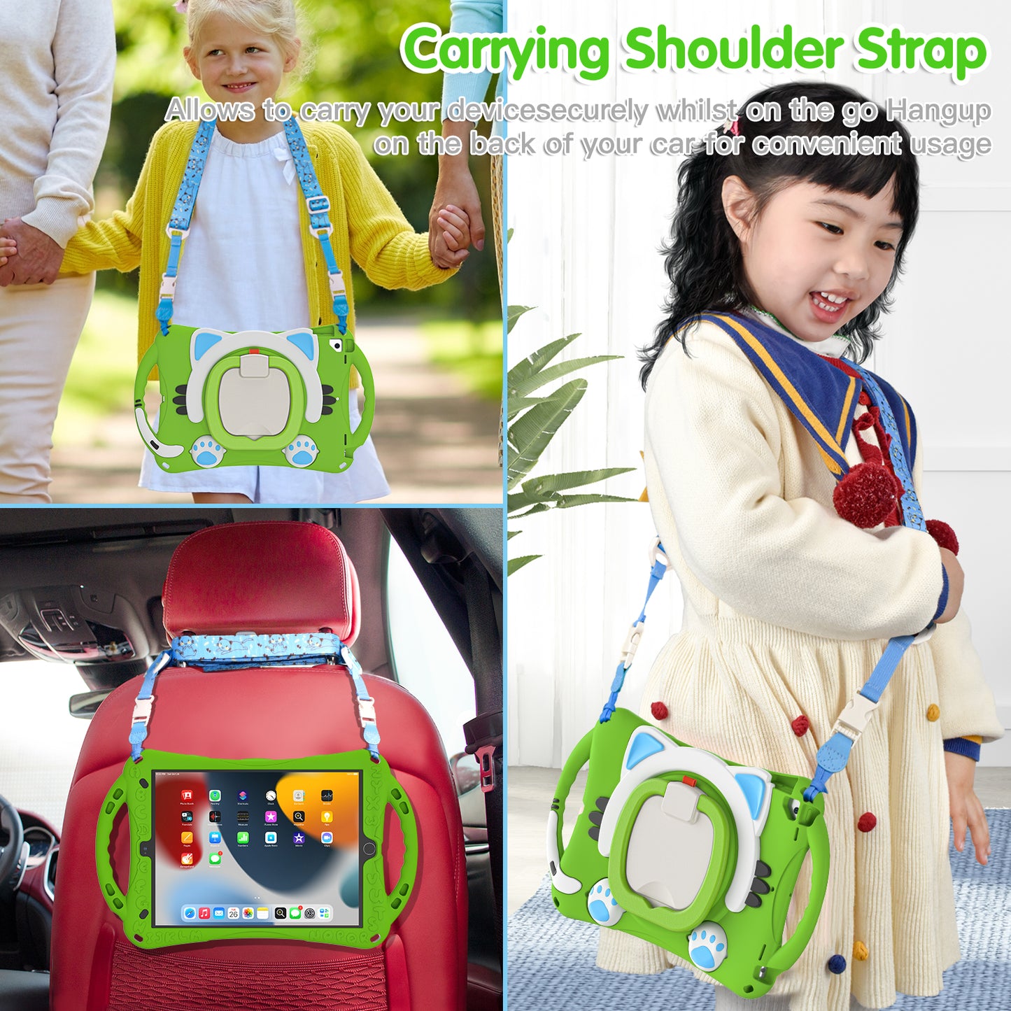 Shockproof Silicone Hard PC Hybrid Rotary Kickstand Protective Cover with Shoulder Strap for iPad Pro 10.5-inch (2017) / iPad Air 10.5 inch (2019) / iPad 10.2 (2019)/(2020)/(2021)