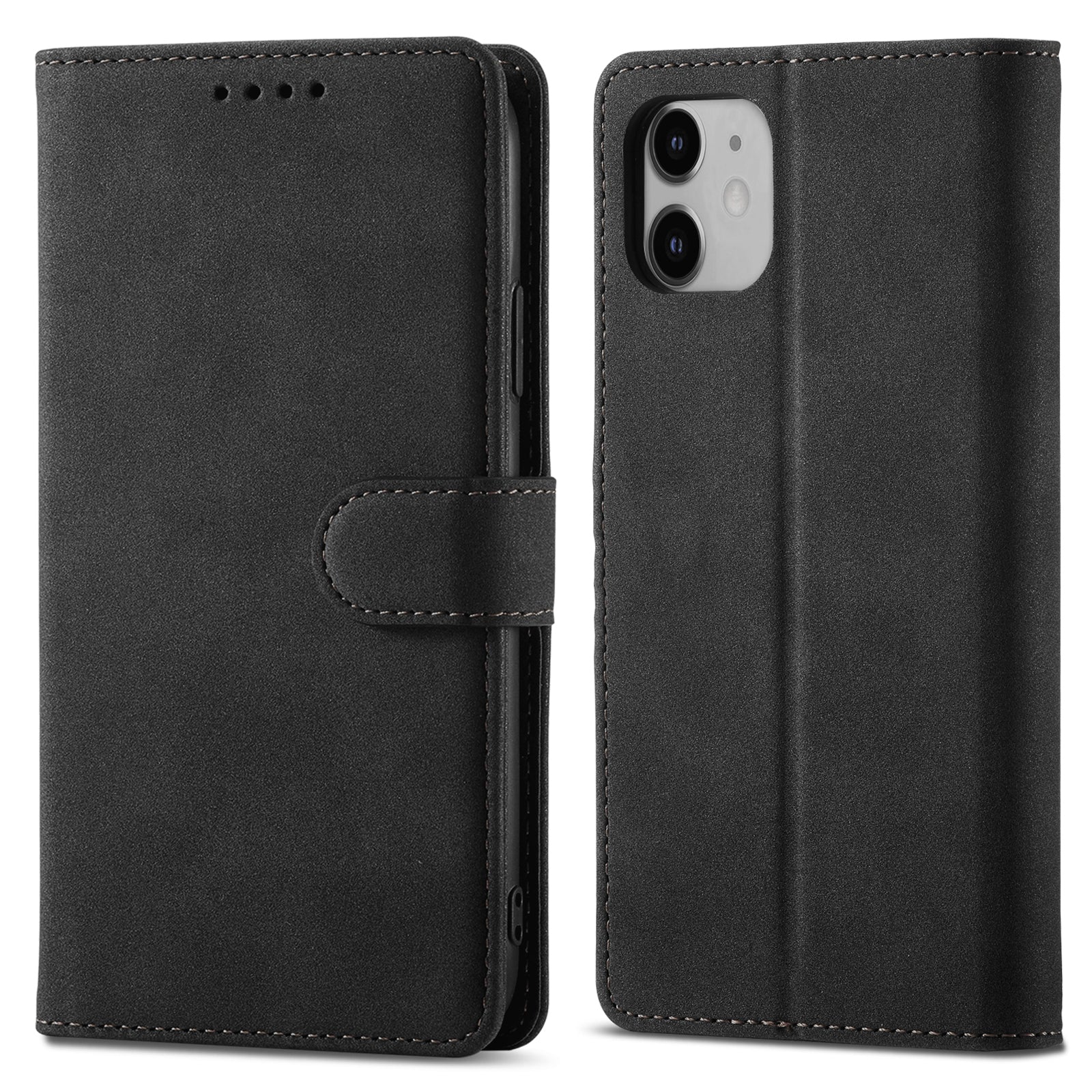 RFID Anti-theft Swiping Design Matte PU Leather Wallet Stand Phone Cover Shell for iPhone 11 6.1 inch