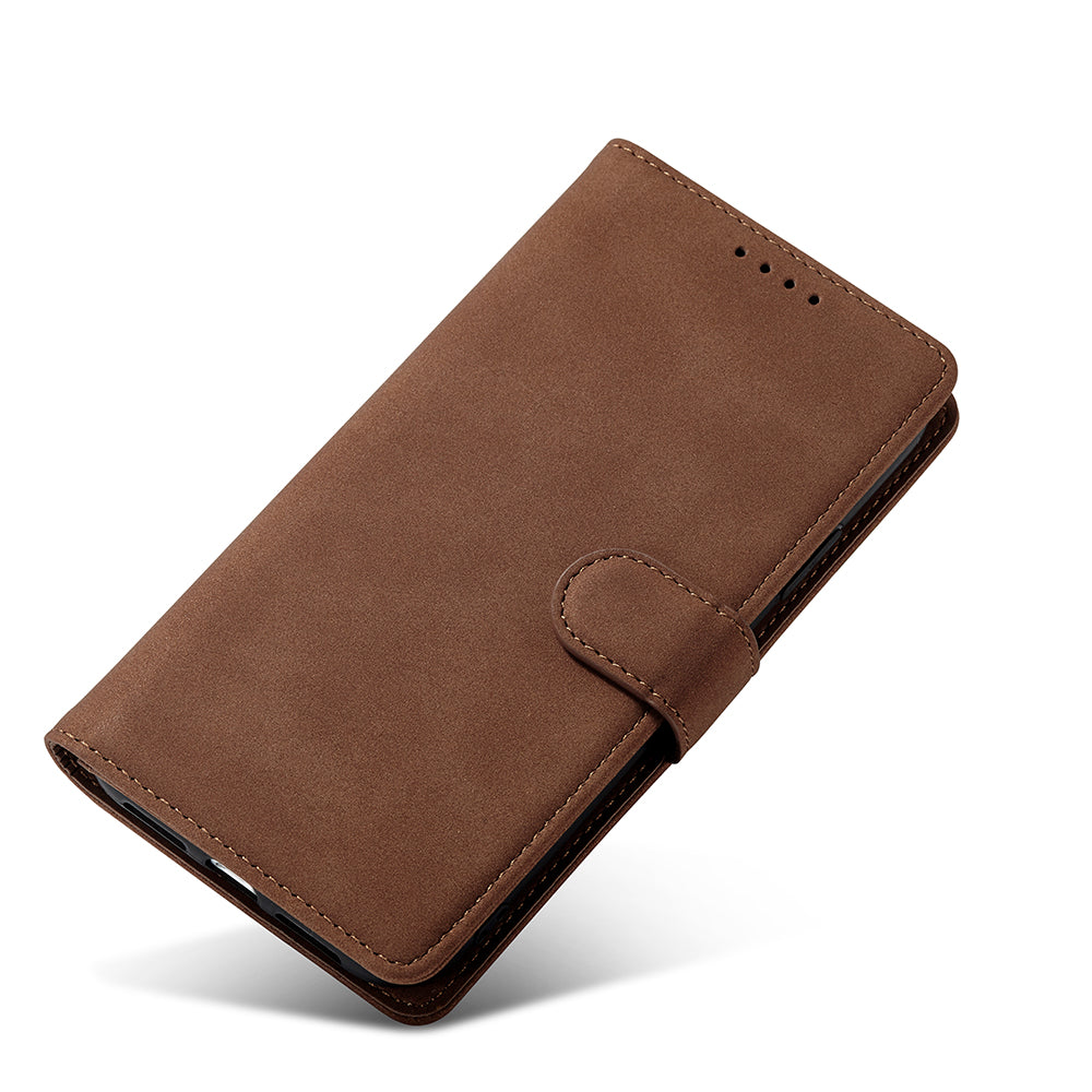RFID Anti-theft Swiping Design Matte PU Leather Wallet Stand Phone Cover Shell for iPhone 11 6.1 inch