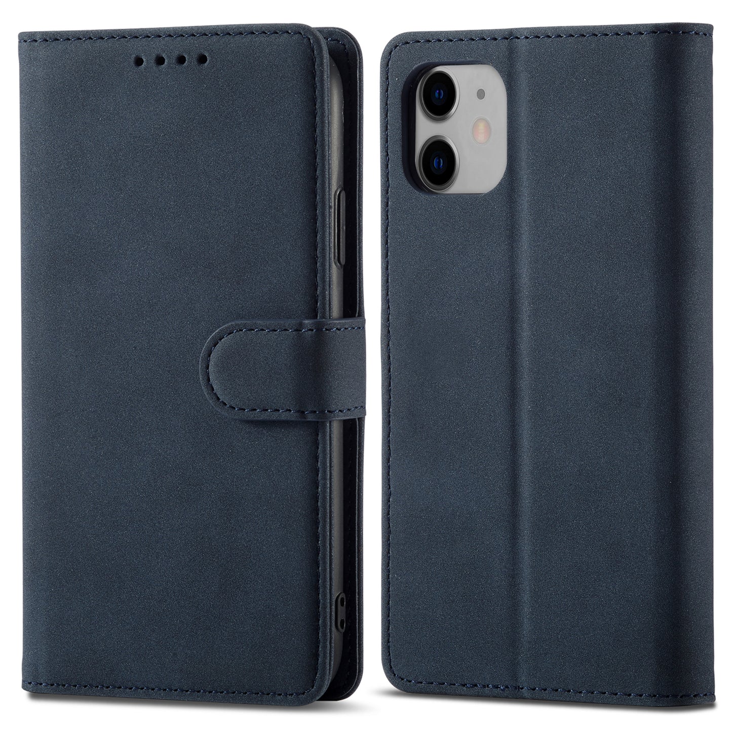 RFID Anti-theft Swiping Design Matte PU Leather Wallet Stand Phone Cover Shell for iPhone 11 6.1 inch