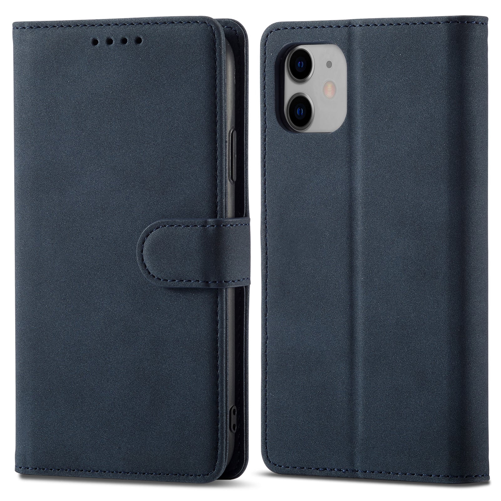 RFID Anti-theft Swiping Design Matte PU Leather Wallet Stand Phone Cover Shell for iPhone 11 6.1 inch