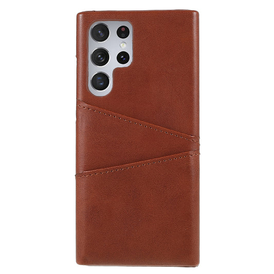 Lightweight Dust-proof Mobile Phone Case PU Leather+PC Back Phone Cover with 2 Card Slots for Samsung Galaxy S22 Ultra 5G