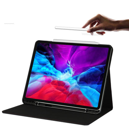 Litchi Texture Genuine Leather Stand Design Well-protected Wake/Sleep Function Tablet Case for Apple iPad Pro 12.9-inch (2021)