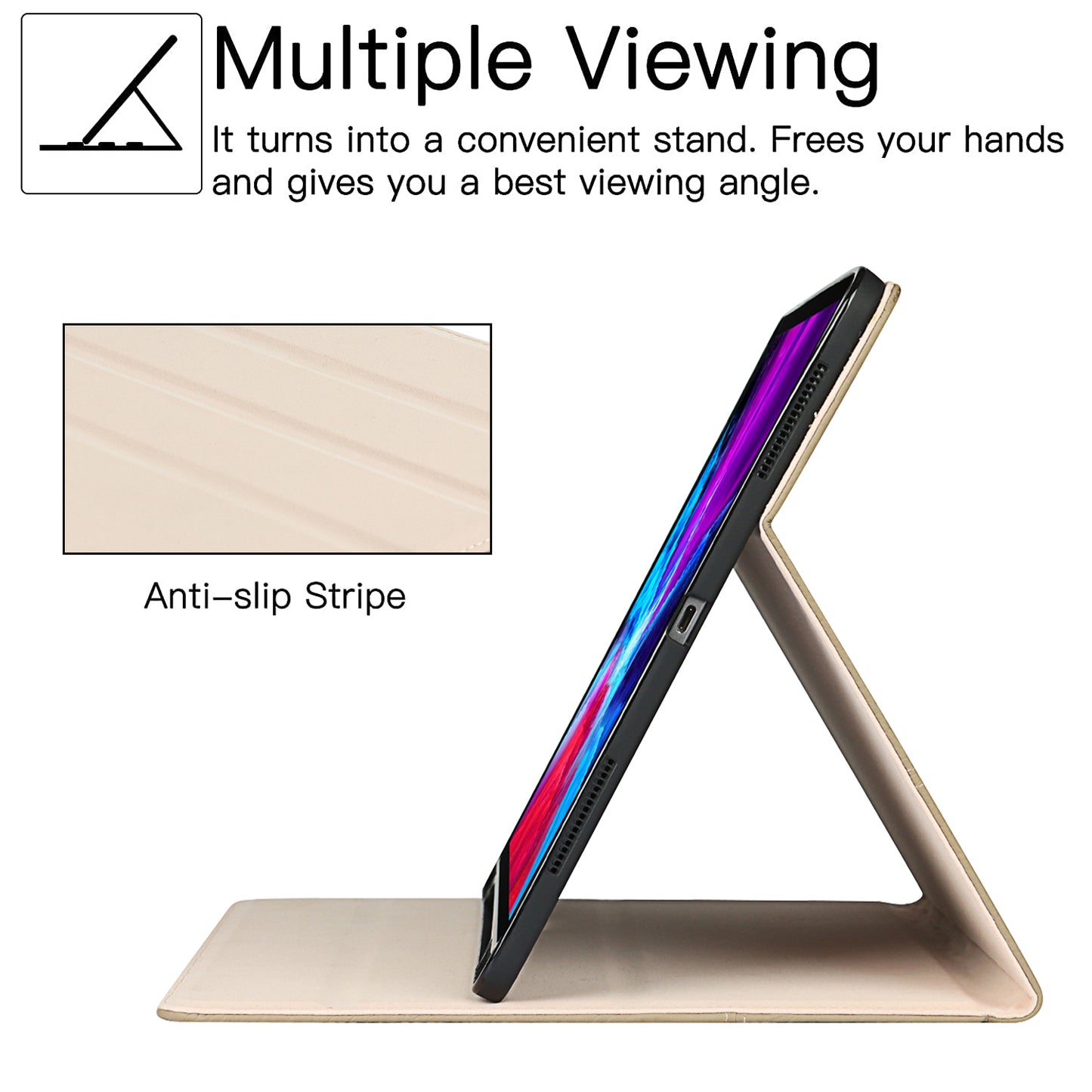 Litchi Texture Genuine Leather Stand Design Well-protected Wake/Sleep Function Tablet Case for Apple iPad Pro 12.9-inch (2021)