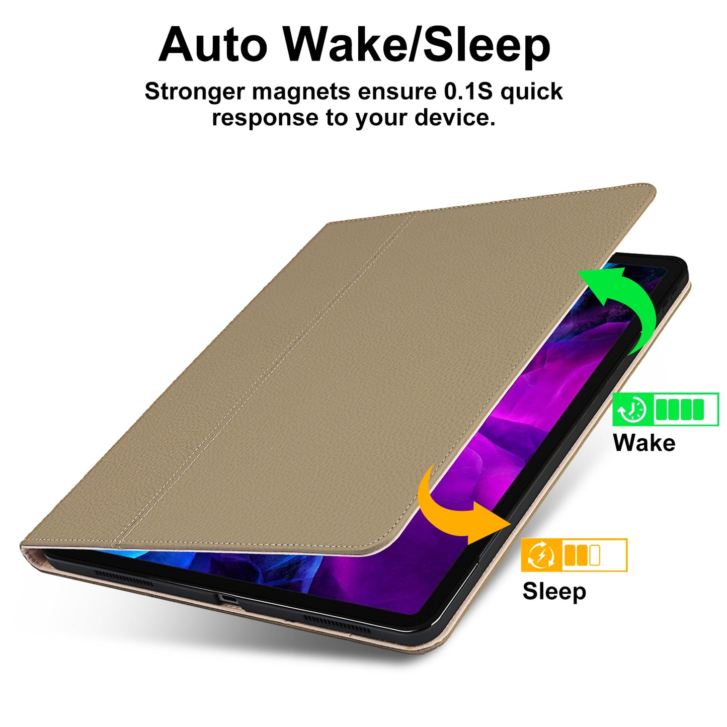 Litchi Texture Genuine Leather Stand Design Well-protected Wake/Sleep Function Tablet Case for Apple iPad Pro 12.9-inch (2021)