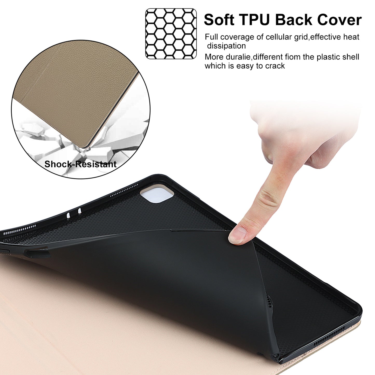 Litchi Texture Genuine Leather Stand Design Well-protected Wake/Sleep Function Tablet Case for Apple iPad Pro 12.9-inch (2021)
