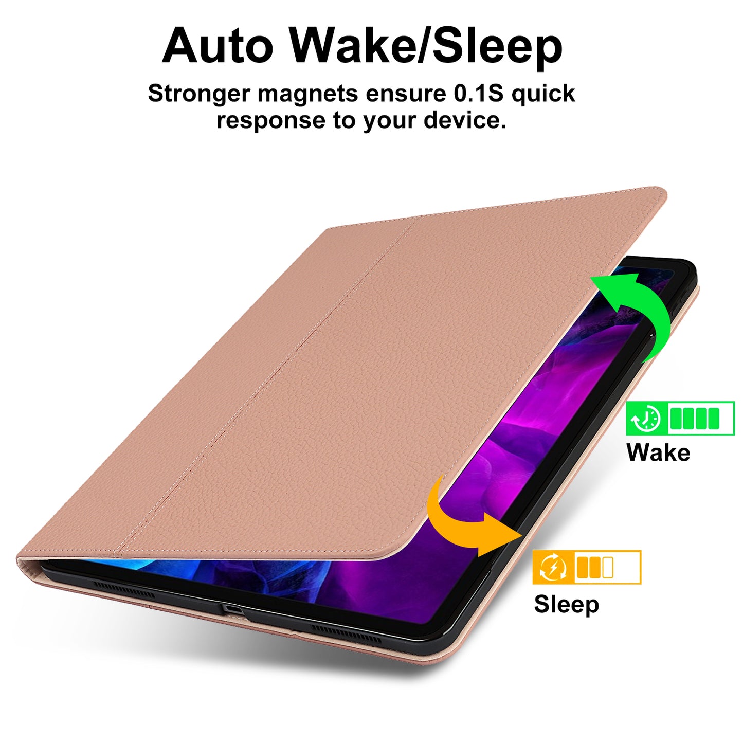 Litchi Texture Genuine Leather Stand Design Well-protected Wake/Sleep Function Tablet Case for Apple iPad Pro 12.9-inch (2021)