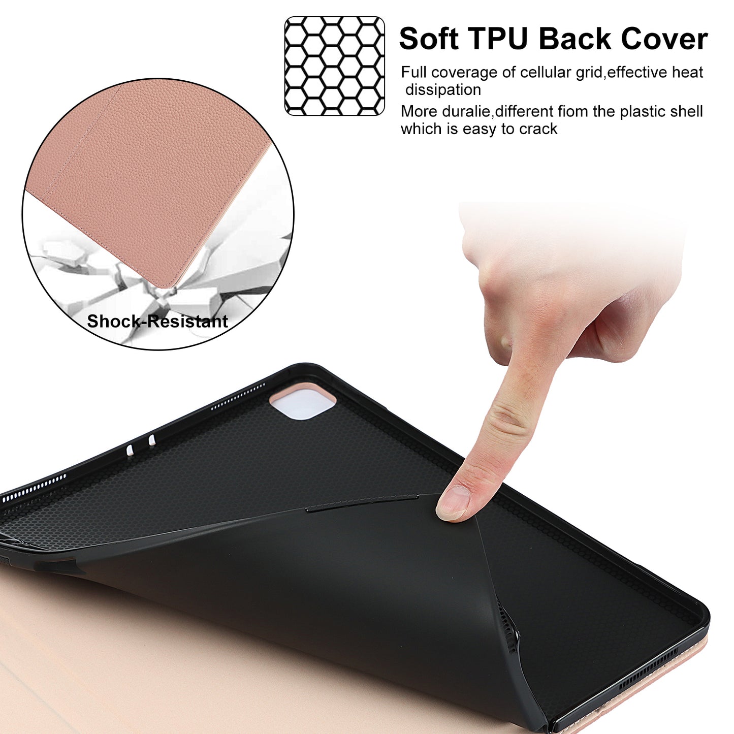 Litchi Texture Genuine Leather Stand Design Well-protected Wake/Sleep Function Tablet Case for Apple iPad Pro 12.9-inch (2021)
