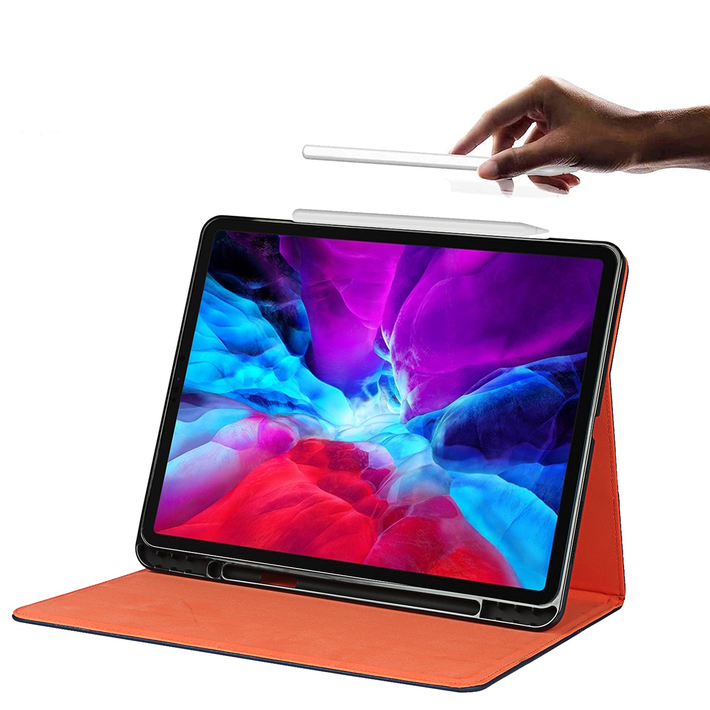 Litchi Texture Genuine Leather Stand Design Well-protected Wake/Sleep Function Tablet Case for Apple iPad Pro 12.9-inch (2021)