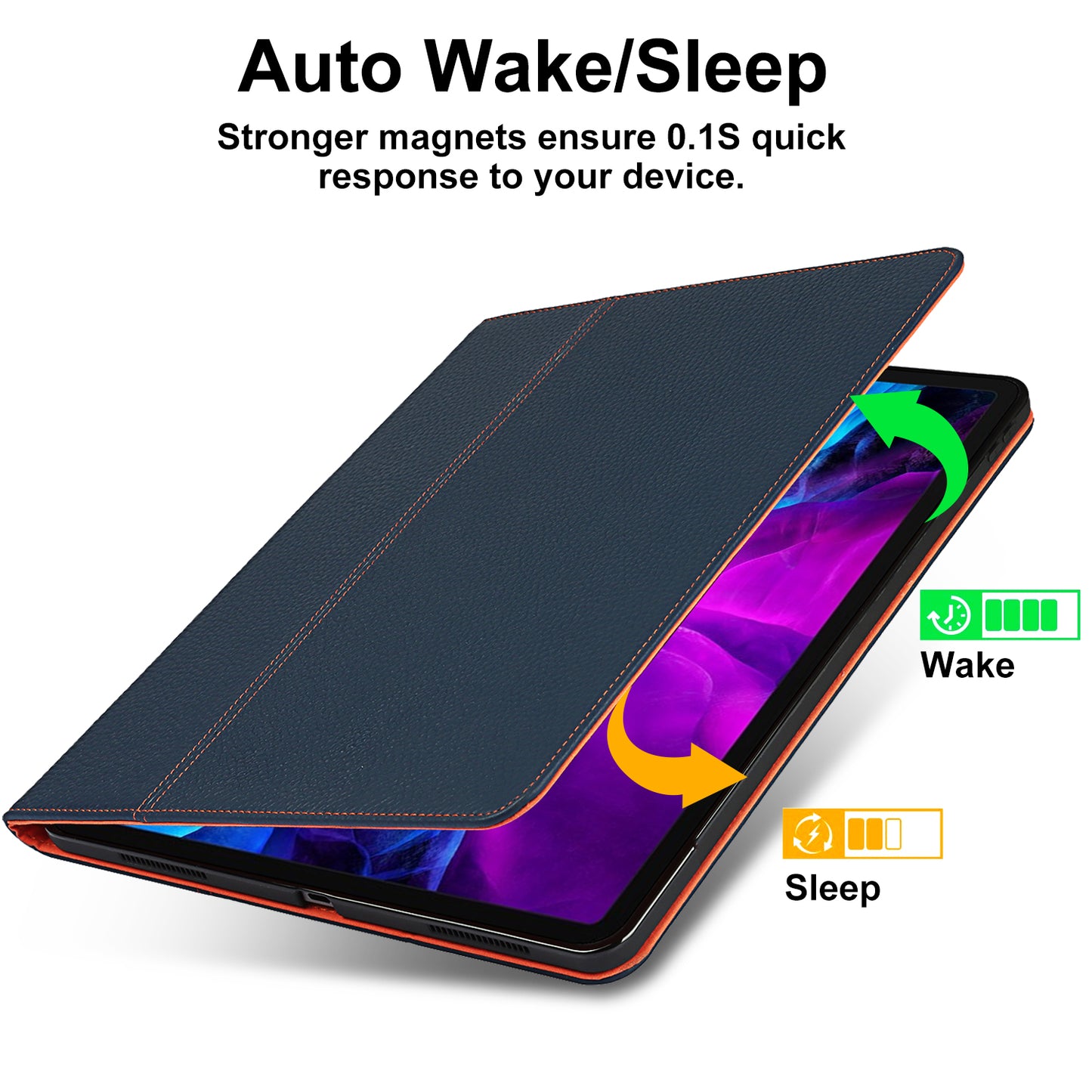 Litchi Texture Genuine Leather Stand Design Well-protected Wake/Sleep Function Tablet Case for Apple iPad Pro 12.9-inch (2021)