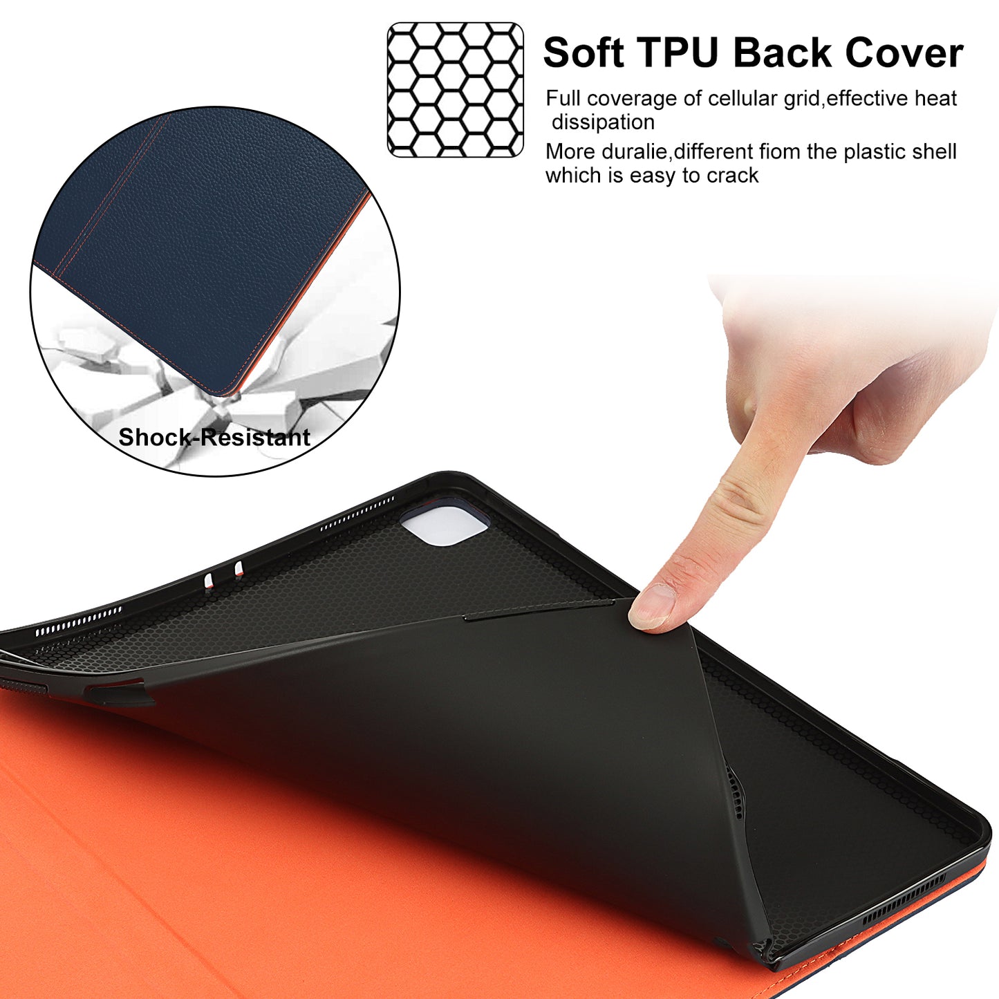 Litchi Texture Genuine Leather Stand Design Well-protected Wake/Sleep Function Tablet Case for Apple iPad Pro 12.9-inch (2021)