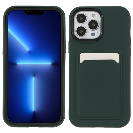 Rubberized Surface Card Slot Design Anti-scratch PC+TPU Hybrid Case Cover for Phone 13 Pro 6.1 inch