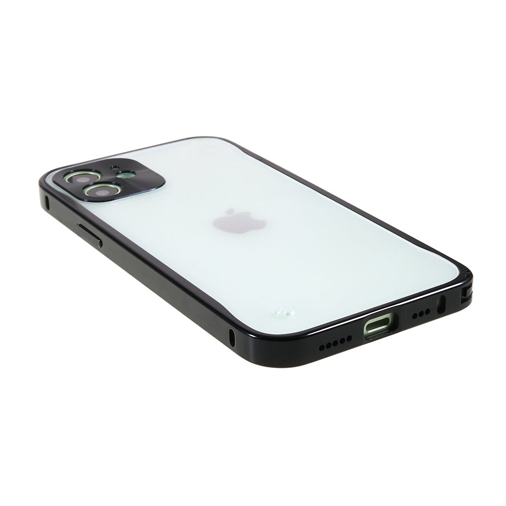 Drop-resistant Tempered Glass + Metal Matte Hybrid Phone Case Shell for iPhone 12 6.1 inch