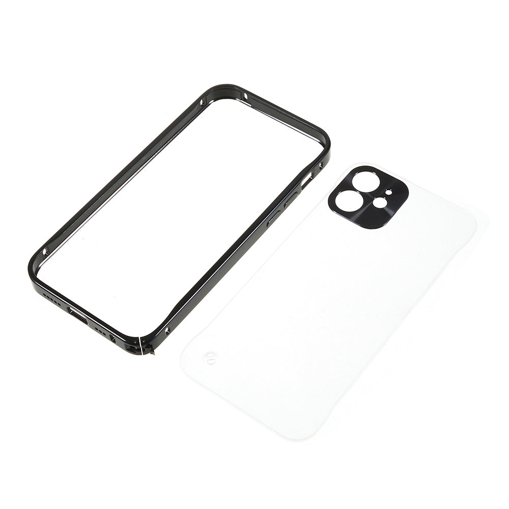 Drop-resistant Tempered Glass + Metal Matte Hybrid Phone Case Shell for iPhone 12 6.1 inch