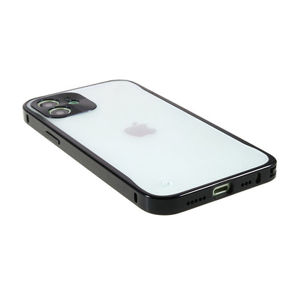 Drop-resistant Tempered Glass + Metal Matte Hybrid Phone Case Shell for iPhone 12 6.1 inch