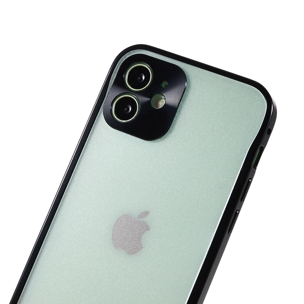 Drop-resistant Tempered Glass + Metal Matte Hybrid Phone Case Shell for iPhone 12 6.1 inch