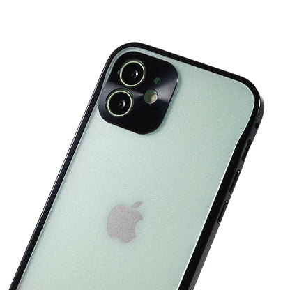 Drop-resistant Tempered Glass + Metal Matte Hybrid Phone Case Shell for iPhone 12 6.1 inch