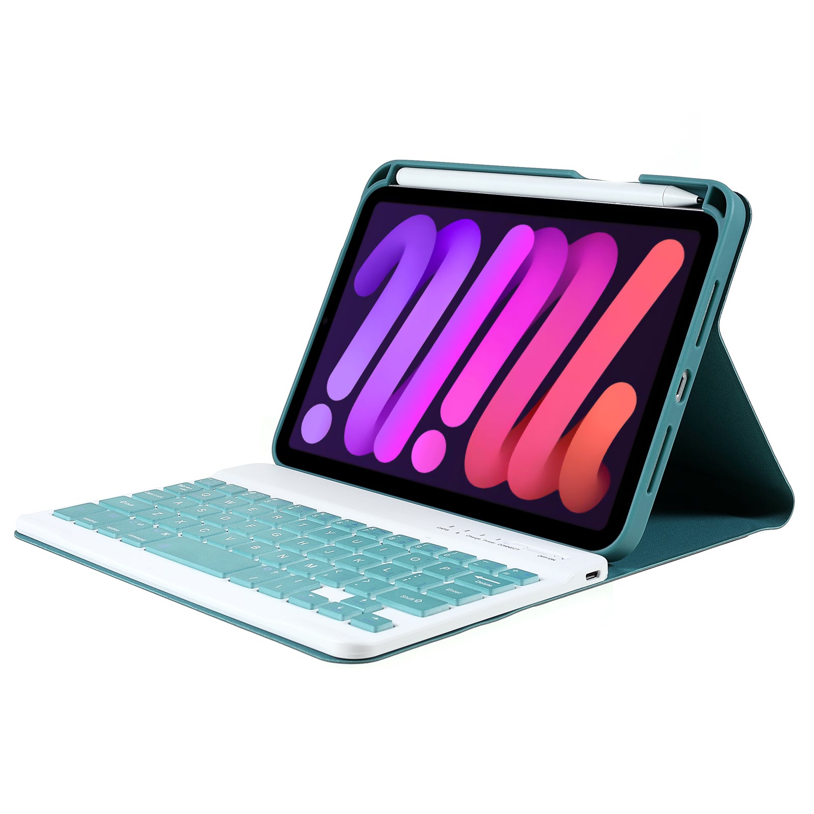 Wireless Bluetooth Keyboard + Auto Wake/Sleep Pen Slot Design Cloth Texture Tablet Leather Cover Shell for iPad mini (2021)