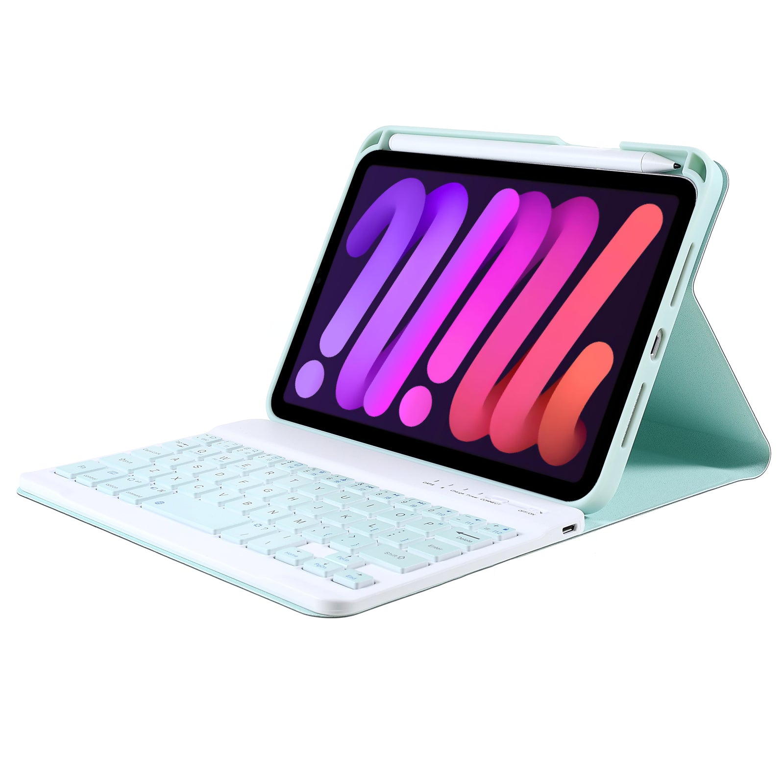 Wireless Bluetooth Keyboard + Auto Wake/Sleep Pen Slot Design Cloth Texture Tablet Leather Cover Shell for iPad mini (2021)