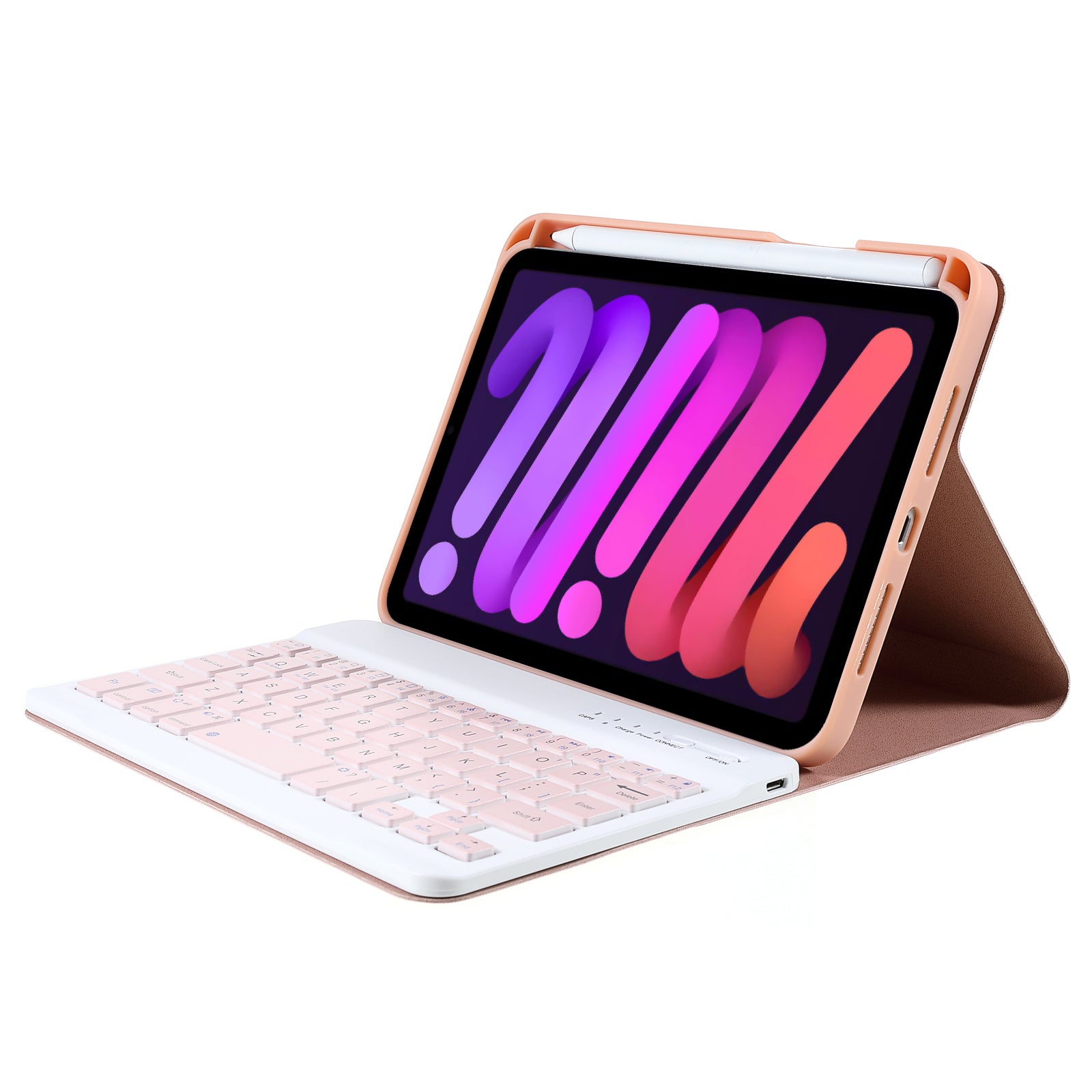 Wireless Bluetooth Keyboard + Auto Wake/Sleep Pen Slot Design Cloth Texture Tablet Leather Cover Shell for iPad mini (2021)