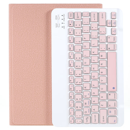 Bluetooth Wireless Keyboard + Cloth Texture TPU Pen Slot Tablet Case with Auto Wake/Sleep for iPad Pro 10.5-inch (2017)/iPad Air 10.5 inch (2019)/iPad 10.2 (2021)/(2020)/(2019)