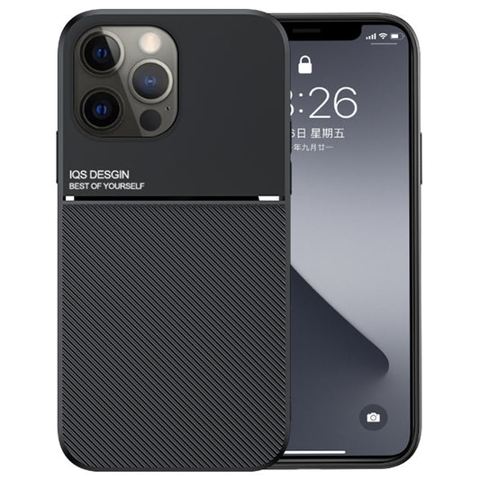For iPhone 13 Pro 6.1 inch Textured Anti-drop TPU + PU Leather Precise Cutout Phone Case with Built-in Magnetic Metal Sheet