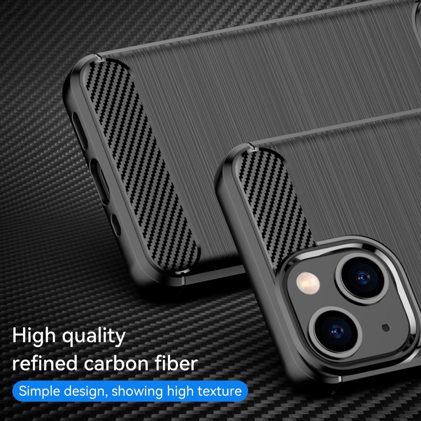 1.8mm Flexible TPU Anti-Scratch Carbon Fiber Brushed Protective Cover Phone Back Case for iPhone 13 6.1 inch