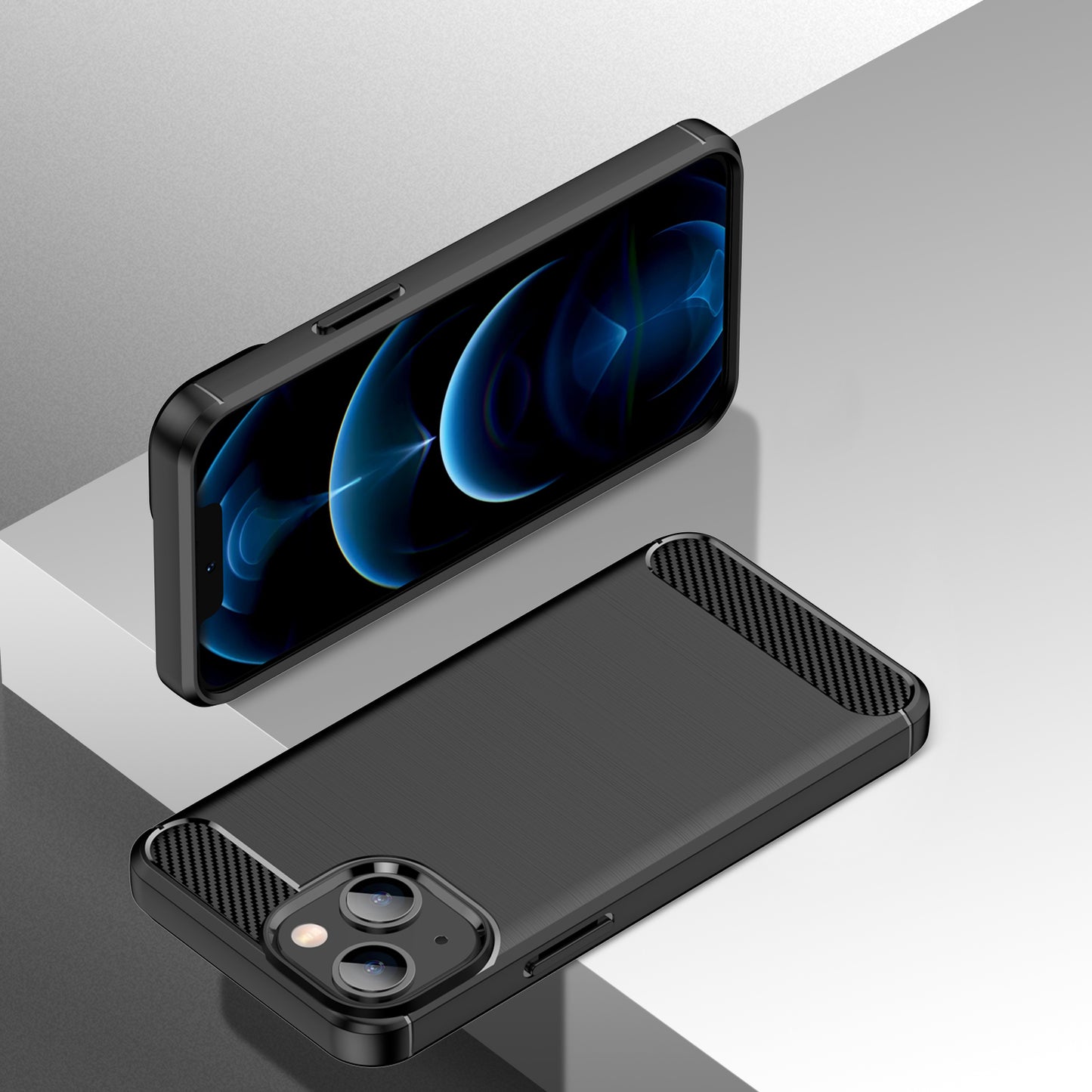 1.8mm Flexible TPU Anti-Scratch Carbon Fiber Brushed Protective Cover Phone Back Case for iPhone 13 6.1 inch