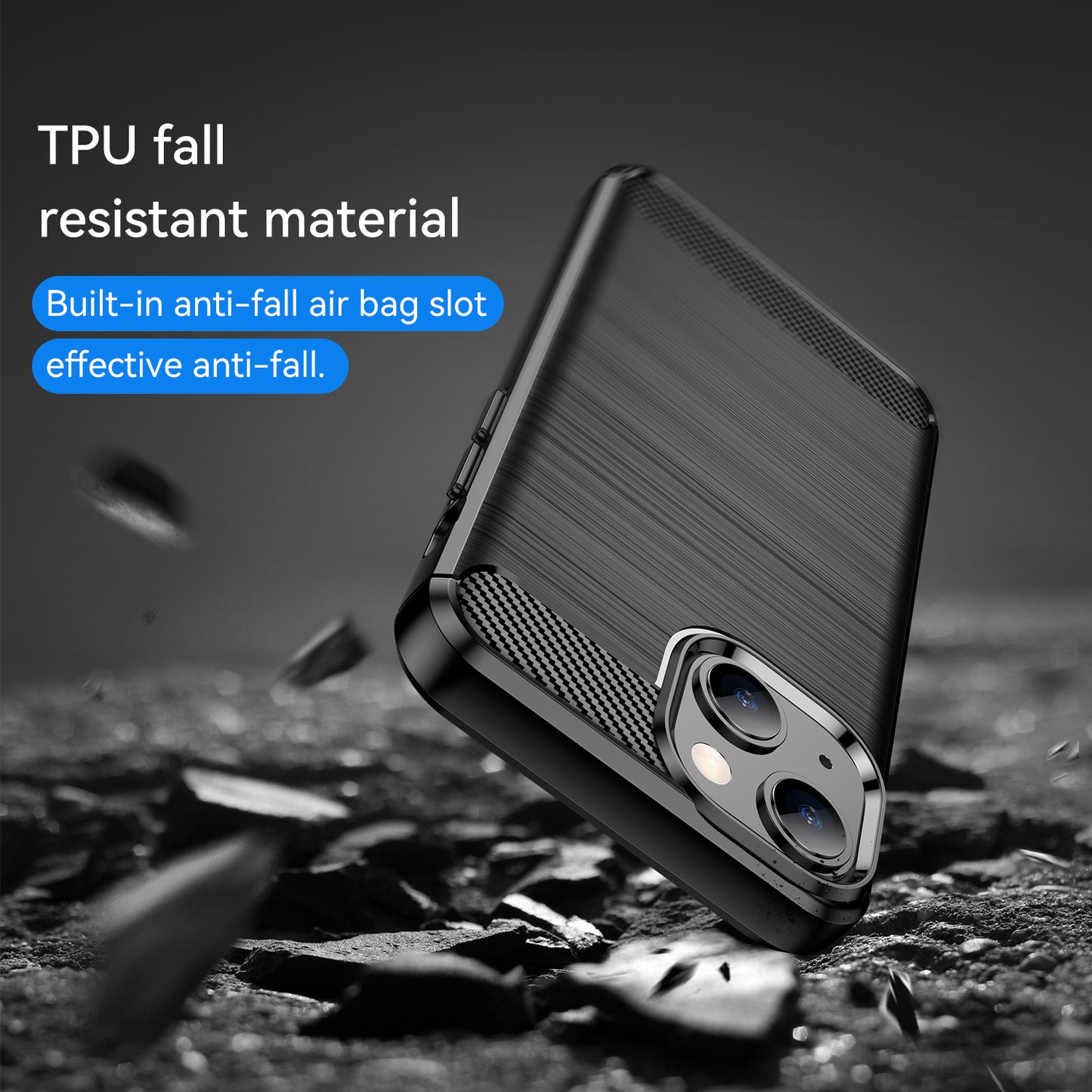 1.8mm Flexible TPU Anti-Scratch Carbon Fiber Brushed Protective Cover Phone Back Case for iPhone 13 6.1 inch