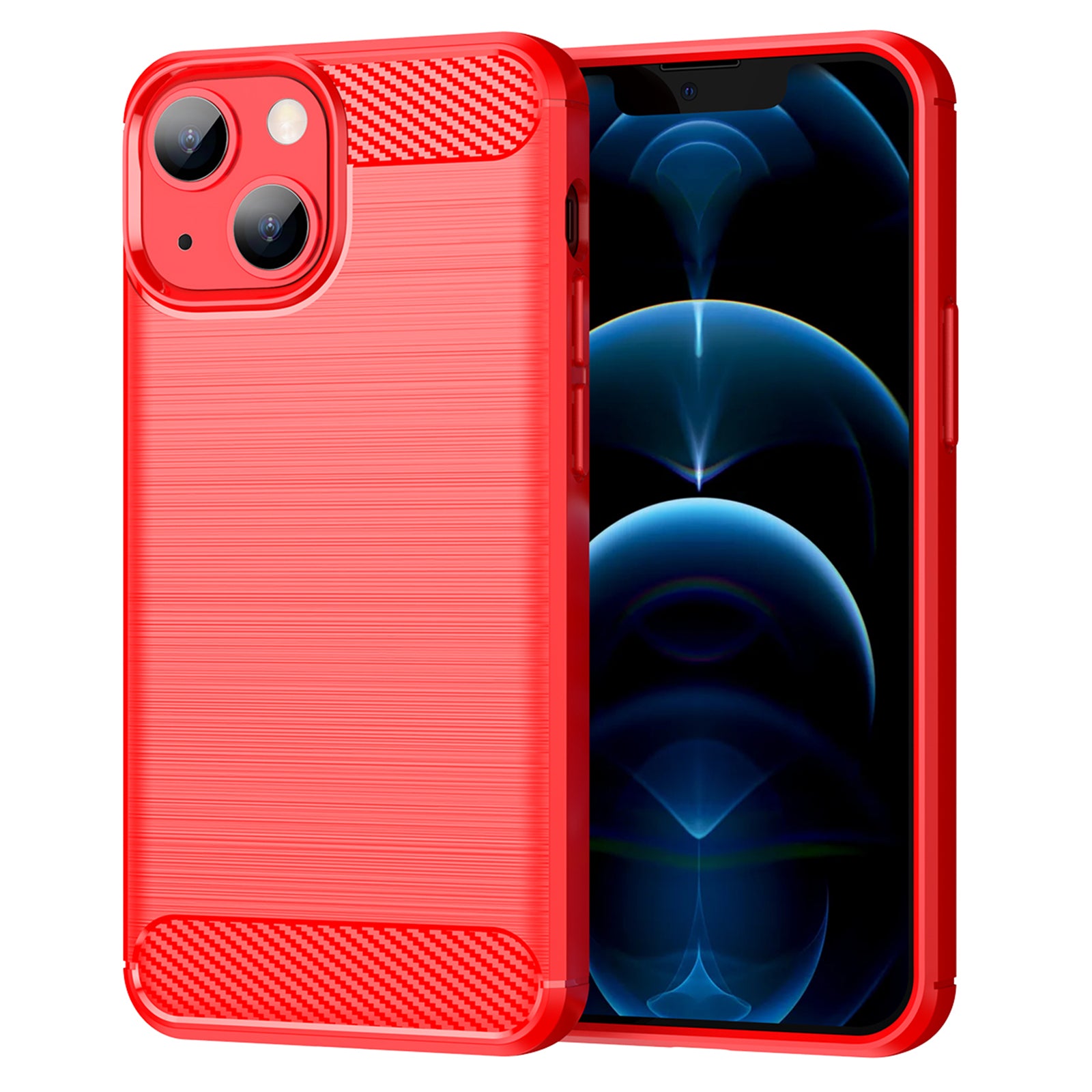 1.8mm Flexible TPU Anti-Scratch Carbon Fiber Brushed Protective Cover Phone Back Case for iPhone 13 6.1 inch