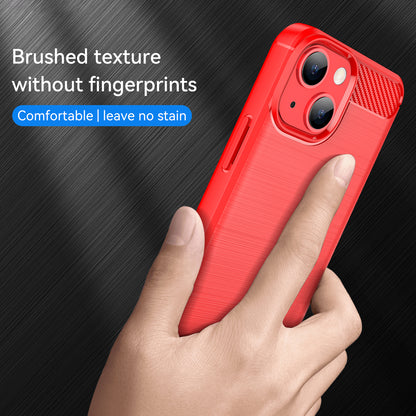 1.8mm Flexible TPU Anti-Scratch Carbon Fiber Brushed Protective Cover Phone Back Case for iPhone 13 6.1 inch