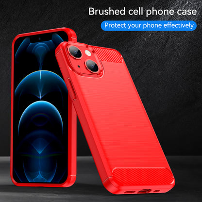 1.8mm Flexible TPU Anti-Scratch Carbon Fiber Brushed Protective Cover Phone Back Case for iPhone 13 6.1 inch