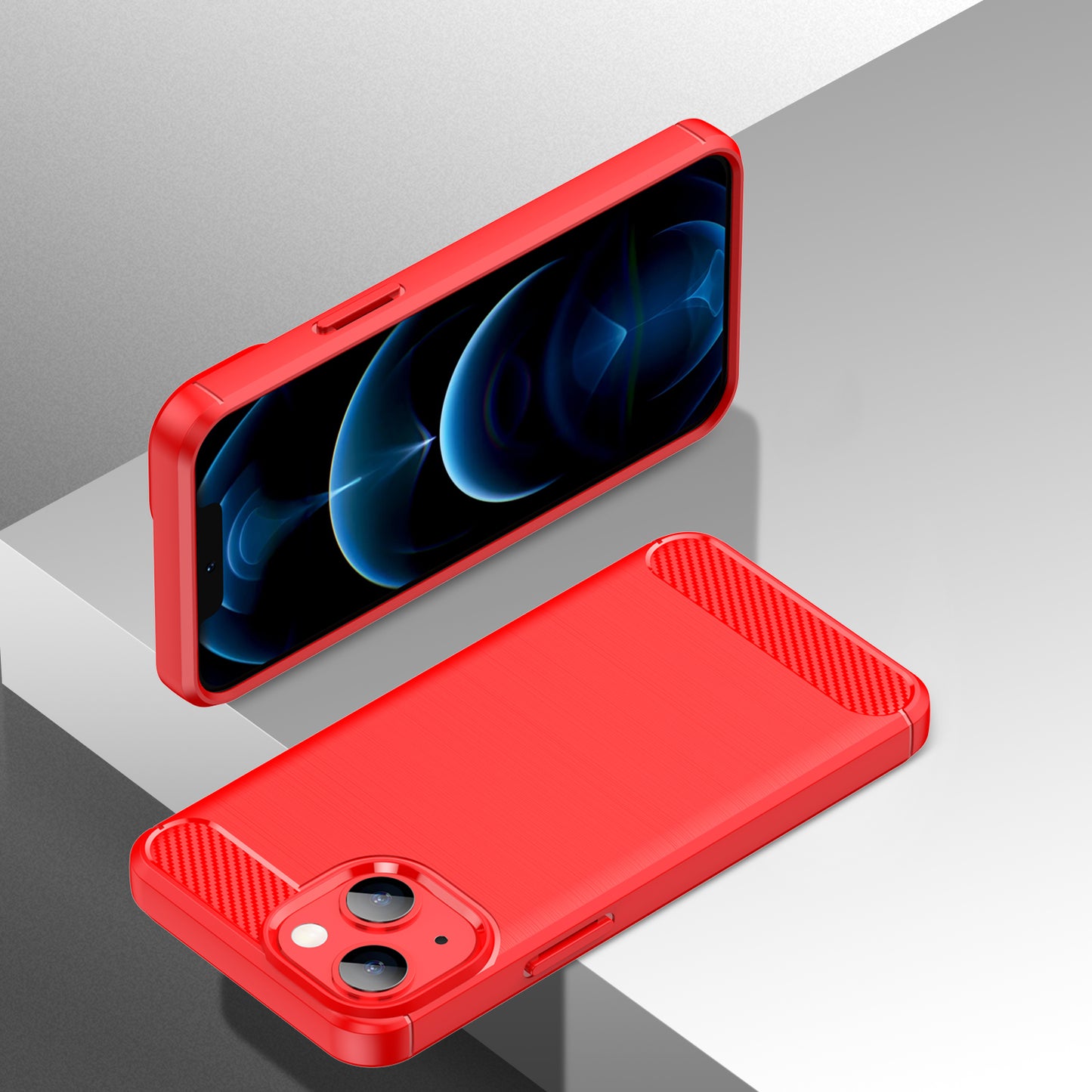 1.8mm Flexible TPU Anti-Scratch Carbon Fiber Brushed Protective Cover Phone Back Case for iPhone 13 6.1 inch