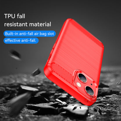 1.8mm Flexible TPU Anti-Scratch Carbon Fiber Brushed Protective Cover Phone Back Case for iPhone 13 6.1 inch