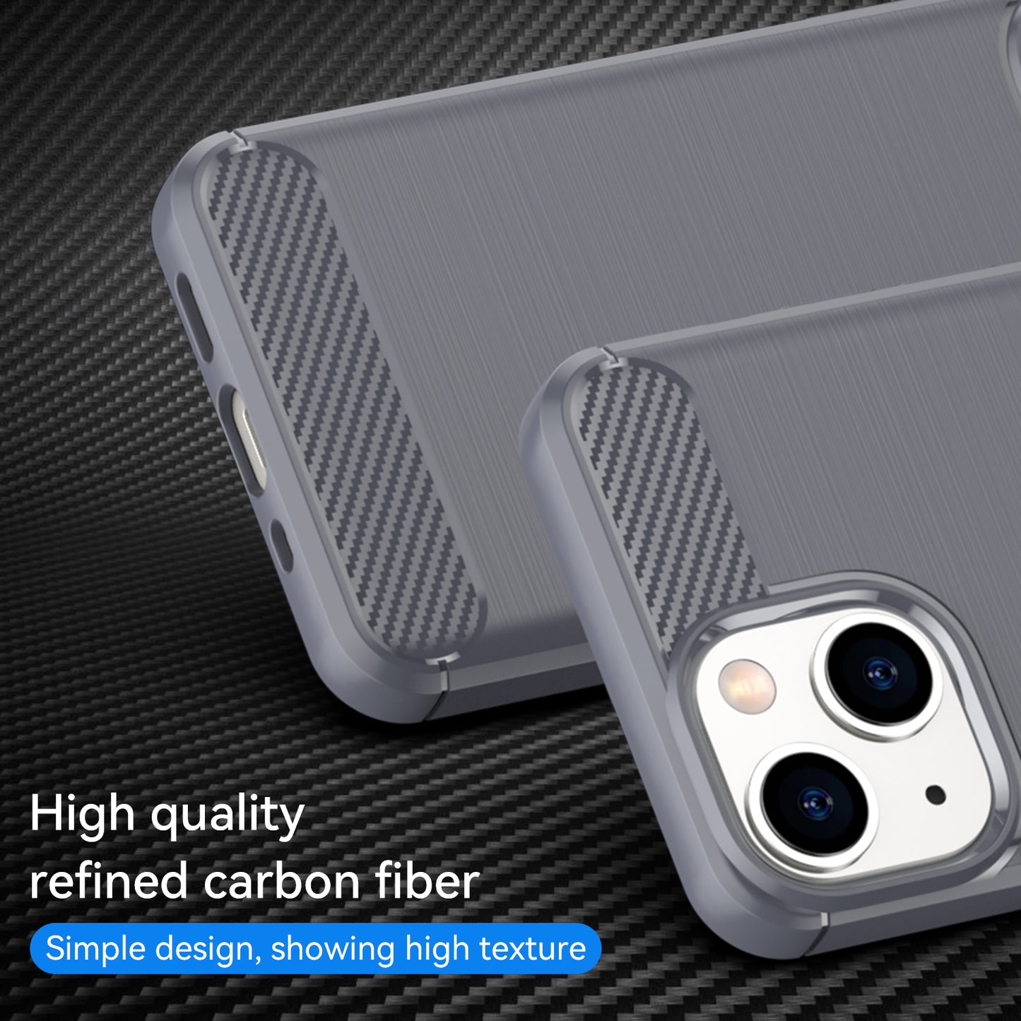 1.8mm Flexible TPU Anti-Scratch Carbon Fiber Brushed Protective Cover Phone Back Case for iPhone 13 6.1 inch