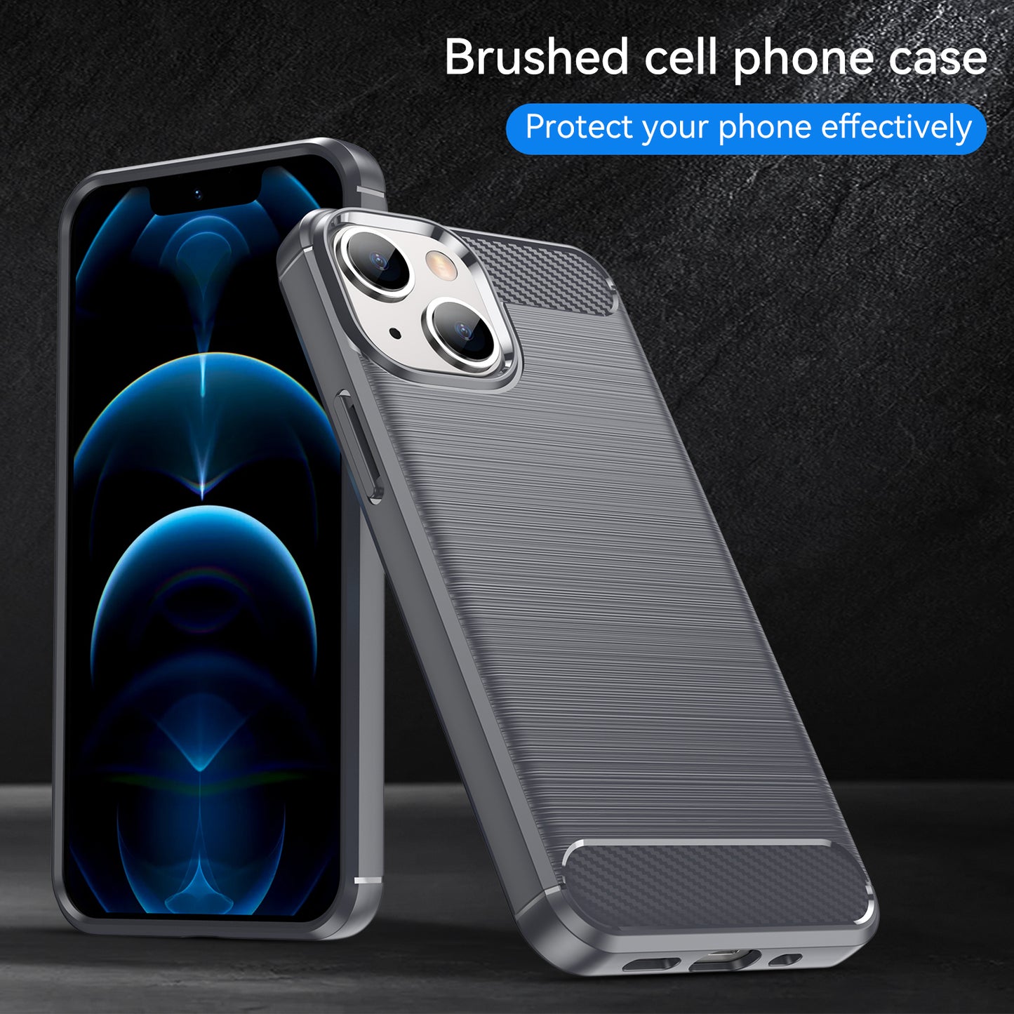 1.8mm Flexible TPU Anti-Scratch Carbon Fiber Brushed Protective Cover Phone Back Case for iPhone 13 6.1 inch