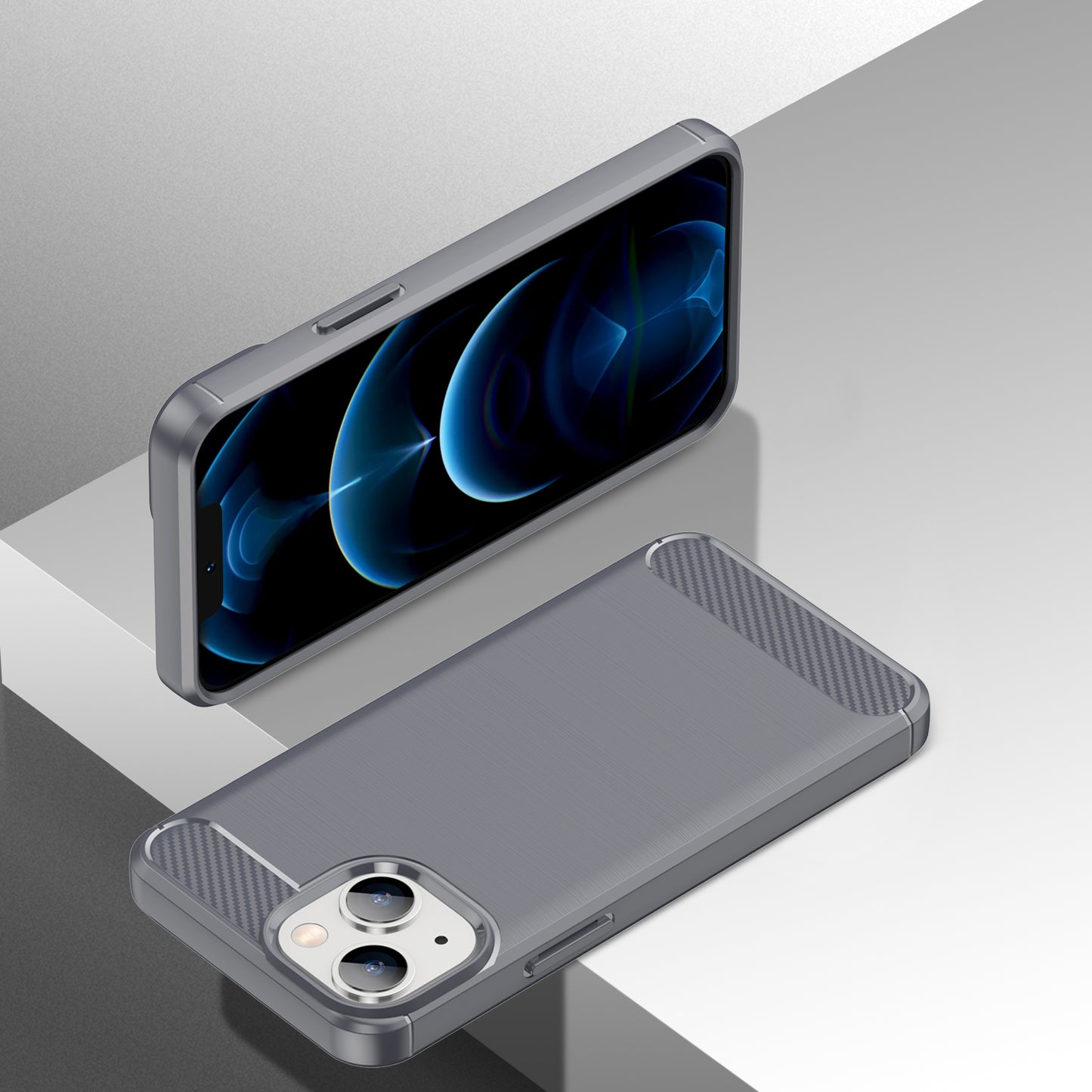 1.8mm Flexible TPU Anti-Scratch Carbon Fiber Brushed Protective Cover Phone Back Case for iPhone 13 6.1 inch