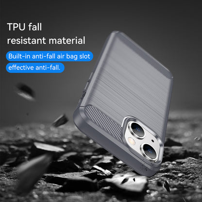 1.8mm Flexible TPU Anti-Scratch Carbon Fiber Brushed Protective Cover Phone Back Case for iPhone 13 6.1 inch
