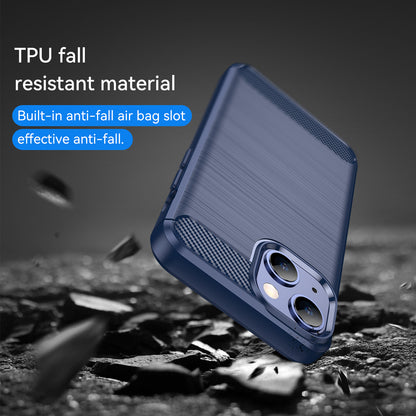 1.8mm Flexible TPU Anti-Scratch Carbon Fiber Brushed Protective Cover Phone Back Case for iPhone 13 6.1 inch