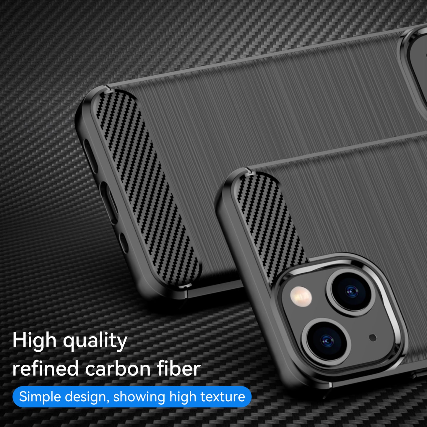 1.8mm Carbon Fiber Brushed Texture Flexible TPU Phone Back Case Protective Cover for iPhone 13 mini 5.4 inch