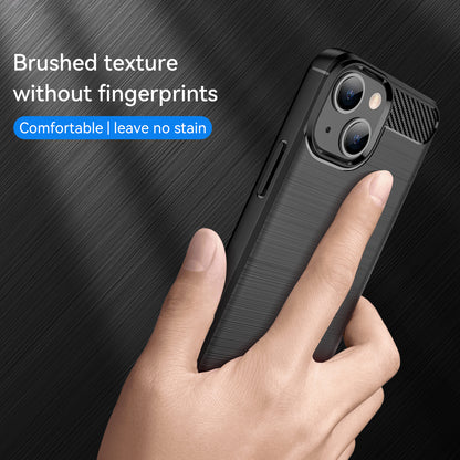 1.8mm Carbon Fiber Brushed Texture Flexible TPU Phone Back Case Protective Cover for iPhone 13 mini 5.4 inch