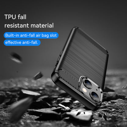 1.8mm Carbon Fiber Brushed Texture Flexible TPU Phone Back Case Protective Cover for iPhone 13 mini 5.4 inch