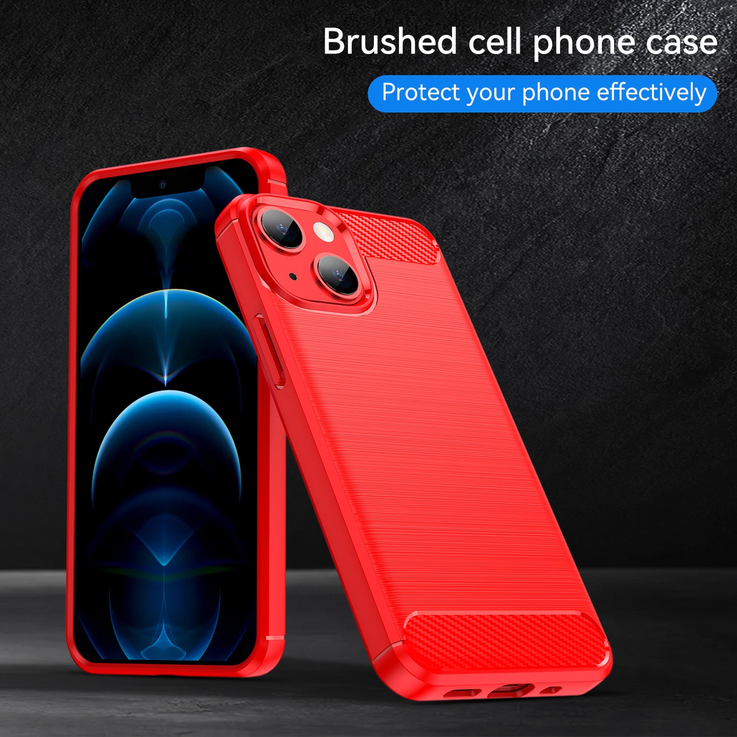 1.8mm Carbon Fiber Brushed Texture Flexible TPU Phone Back Case Protective Cover for iPhone 13 mini 5.4 inch